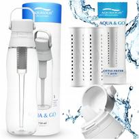 Filtro vandens butelis Aqualogis Aqua&Go 750 ml, baltas, su 2 filtrais
