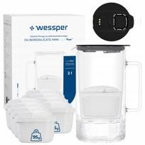 Stiklinis filtro ąsotis Wessper D4 BOROSILICATE MINI su 9 filtrais