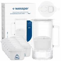 Stiklinis ąsotis su filtru D4 BOROSILICATE MINI, LED skaitiklis, 2 l, 12 filtrų