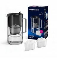 Vandens filtravimo ąsotis AQUAPHOR Glass Black su 2 Maxfor+ MG kasetėmis