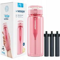 Vandens butelis su filtrais Wessper ActiveMax WES263-PK, 0,68 l, rožinis, 3 filtrai
