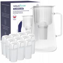 Vandens filtras ąsotis AquaFloow ClassGlass 3 l baltas su 12 Class filtrų