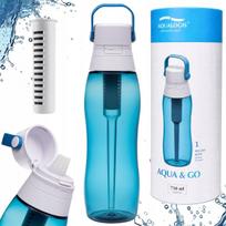 Vandens filtras Aqua&Go buteliukas su anglies filtru 750 ml mėlynas