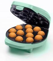Vaflių keptuvė Cake Pop, 12 formų, 700W, žalia, su šakute ir pagaliukais