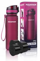 Vandens butelis su filtru AQUAPHOR CITY Burgundy, 3 kasetės