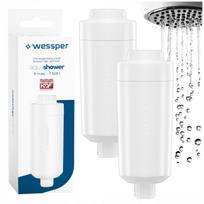 Dušo vandens filtras Wessper, 2 vnt., su KDF, 7500 l, vandens minkštinimui