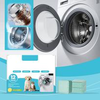 Skalbimo mašinos valymo tabletės, galingas kalkių šalinimas, sterilizacija ir dezinfekcija, visiškai automatinis būgnas. One Size balta