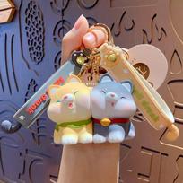Cartoons Come Together To Paste Shiba Inu Keychain Doll Pendant Bag Key Chain Pendant Couple Qixi Festival Small Gifts white
