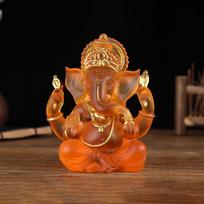 Rankų darbo dervos Viešpaties Ganešos statulėlė Dramblio Dievo Ganpati figūrėlė namų altoriui Hindu dekoras Klestėjimo dovana brown