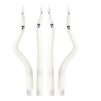 Halloween Candles with Faces and 4 Light-Up - Requires 1 AAA Battery (Batteries Not Included) One Size white