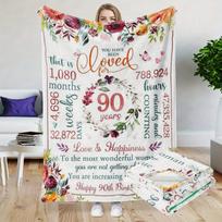 1 vnt. 90-ojo gimtadienio dovanos moterims pledas, Laimingo 90-ojo gimtadienio dovanų idėjos, 90-ojo gimtadienio dekoracijos, Dovanos moterims, kurios švenčia 90-ąjį gimtadienį, Dovanos 90-mečiui Fa 75X95CM gray