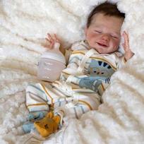 NPK 18in Reborn Baby Dolls Vinilo silikono Lifelike Babies lėlių žaislai vaikams mergaitėms gimtadienio dovana Boy gray