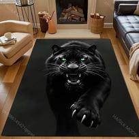 Šaunus juodas leopardo rašto kilimas miegamajam, svetainei, lovos šonui, sofai, grindų kilimėlis, modernus namų dekoras, didelio dydžio kilimas 40x60cm (16x24in)