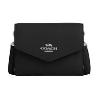 Coach Envelope 12 Letter Logo Exquisite Pebble Grain Leather Shoulder Crossbody Wallet Women wallet Black CU170-SVBK Basic Set (Bag+Dust Bag) black