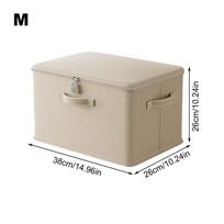 Storage Box with Lock Stackable Secure Odor Proof Storage Container Locking Organizing Bin Washable Shelf Baskets for Blanket S kreminė