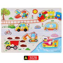 Big Size Baby Montessori Wooden Puzzle Hand Grab Board Set Educational Toys Infantil Cartoon Number Letter Math Puzzle Kids Gift yellow