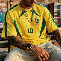 Vasaros Naujos Brazilijos Futbolo Marškinėliai Vyrams Moterims 2026 Pasaulio Futbolo Rungtynėms Sportiniai Marškinėliai Tinklelio Kvėpuojantys Marškinėliai Gerbėjų Mados Viršutiniai Drabužiai XL yellow