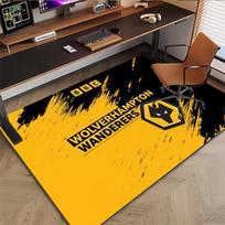 Wolverhampton Wanderers FC Ink Brush WFC Wolf Crest Print Area Rug Premier League Football Floor Carpet Sports Fan Living Room Bedroom Home Decor Mat 40x60cm( 15x23in ) black