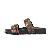 LOUIS VUITTON Vyšnių Bom Dia Plokščiapadė Patogi Klumpė X Takashi Murakami Ruda Monograminė Vyšninė Moteriška 1AHM03 37 ruda
