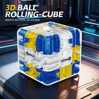3D Magic Cube Puzzle Ball Maze Toy Educational Labyrinth Cube for Kids Adults DIY Fidget Game Logical Thinking Training blue