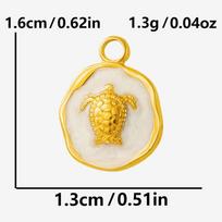 6pcs Real Gold Plated Ocean Animal White Enamel Charm Stainless Steel Oil Drop Heart Pendant Charms For Jewelry Making Supplies beige