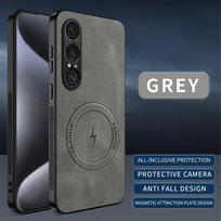 For Sony Xperia 1 VI/1 VII/Xperia 1VII 1VI Case Simple Stylish Magnetic Suction Luxury Leather Skin-friendly Anti-drop Cover Xperia 1 VII pilka