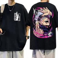 Japoniškas anime Jujutsu Kaisen marškinėliai vyrams moterims Gojo Satoru Nauja Harajuku mada Kasdieniai marškinėliai trumpomis rankovėmis Viršūnės Laisvi XL black