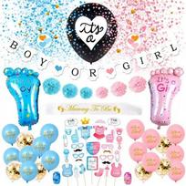 Boy Or Girl Paper Flower Ball Flag Sex Reveal Balloon Set, Baby Shower Baby Decoration Reveal Paper Flower Ball Sex Reveal Set blue