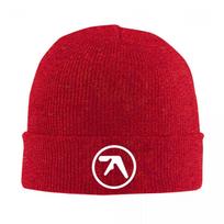 Aphex Twin Creative Y2K Logo Warm Knitted Cap Fashion Bonnet Hat Autumn Winter Outdoor Beanies Hats for Unisex Adult One Size red