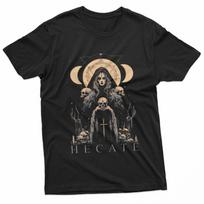 Hecate Greek Moon Goddess of Witchcraft Holding Skull Black T-Shirt S įvairiaspalvis