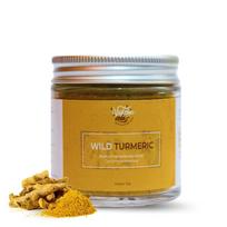 Vriksha Veda laukinių ciberžolių milteliai (Kasturi Manjal) 50g | Curcuma Aromatica/Jangli Haldi veidui ir odos priežiūrai | Natūralūs žolelių milteliai spindesiui, aknės gydymui brown