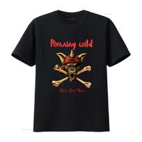 Running Wild Under Jolly Roger Crossbones Band Logo Cool T shirt Streetwear Breathable Casual XXL black