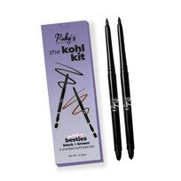 Ruby's Organics Kohl Eyeliner Beauty Gift Kit for Women- with In-Built Smudger,Extra Smooth & Long Lasting Kajal,Organic Eye Makeup,100% Natural,Bla gray