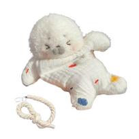 Stress Relief Plush Toy Cute Seal Bean Bag With Hanging Rope Funny Sensory For Stress Relief  Kids white