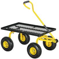 Sodo transportavimo vežimėlis rankinis priekabėlė rankinis vežimėlis 4 ratai 94 x 48,5 x 100 cm maks. krovimas 150 kg metalas geltonas 94 x 48.5 x 100 cm
