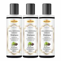 Khadi Amla Bhringraj Shikakai šampūnas - 100% natūralus ajurvedinis valiklis stipriems, sveikiems plaukams - be sulfatų, be parabenų - mažina plaukų slinkimą & black