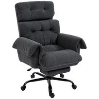 Biuro kėdė su reguliuojamu atlošu, riedanti minkšta kėdė, minkštas fotelis, reguliuojamo aukščio, plienas, tamsiai pilka 80 x 77 x 116 cm tamsiai pilka spalva