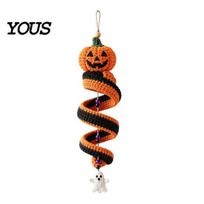 DIY Home Wall Hanging Craft Crochet Kit, Ghost/Penguin/Deer/Gingerbread Man/Pumpkin Shape, Spiral Halloween Party Decoration Making Crafting Ornament gray