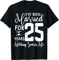 25 years married t-shirt Funny Couple 25th Anniversary tee T-Shirt Classic T-shirt XL gray