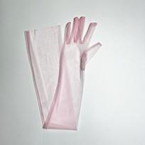 Opera Prom Thin Mesh Long Transparent Gloves Full Finger Sun Protection Long Sheer Gloves 70cm Seamless Mittens Summer rožinė