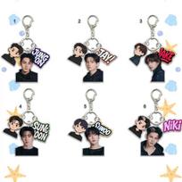 6pc ENHYPEN Keychain with Name Tag, Jungwon Jay Jake Sunghoon Sunoo Ni-ki Cute Figure & Real Photo 3-in-1 Triple Pendant Keyring, Engene Fans Gift 6pcs gray