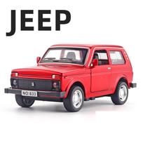 1:32 Lada Jeep Vintage Car Model Alloy Car Diecast Model Sound And Light Children Toys Computer Desktop Ornaments Children Gift red