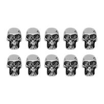 10pcs Skull Head Charm Alloy DIY Making Skeleton Skull Pendants for Paracord KeychainDouble Hole gray