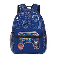 Game Controller Backpacks For Boy/Girls Children Best Gifts 2D Flat Cartoon Laptop Bags Teenage Schoolbag Outdoor Leisure blue