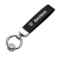 Naujas madingas automobilio anglies pluošto odinės virvelės raktų pakabukas raktų žiedas Skoda Octavia Fabia Kamiq Kapoq Kodiaq Rapid SCALA Superb knzh54 black