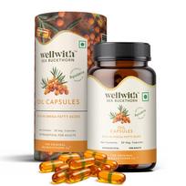 Wellwith (Ayuzera) Sea Buckthorn Berry Oil Vegan Omega 7 500mg, 30 Veg HPMC Capsules (Pack of 1), 15-Day Supply| Sea buckthorn capsules rich In