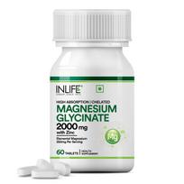 INLIFE Magnesium Glycinate Unbuffered 2000mg with Zinc, Chelated Bisglycinate, Muscle Sleep & Nerve Health, Men Women (60 Tablets)