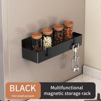 Space Saving Magnetic Spice Rack Wall Mounted Kitchen Storage Shelves  for Refrigerator Black S white