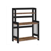 SONGMICS Spice Rack, 3-Tier Countertop Storage Shelf, Desktop Organiser with Bamboo Frame, for Kitchen, Dining Room, Office, Rustic Brown and Black juoda