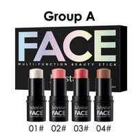Julystar Multi-Function Beauty Stick 4Pcs Set Contour Highlighter Natural Matte Blush Stick Face Makeup Waterproof Long-Lasting Sculpting Cosmetics C white